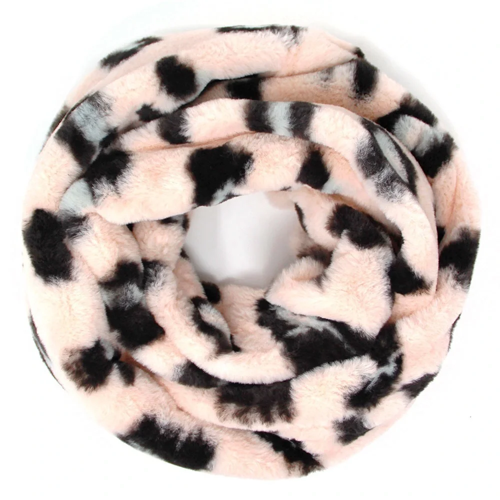 Animal Print Leopard Faux Fur Infinity Scarf